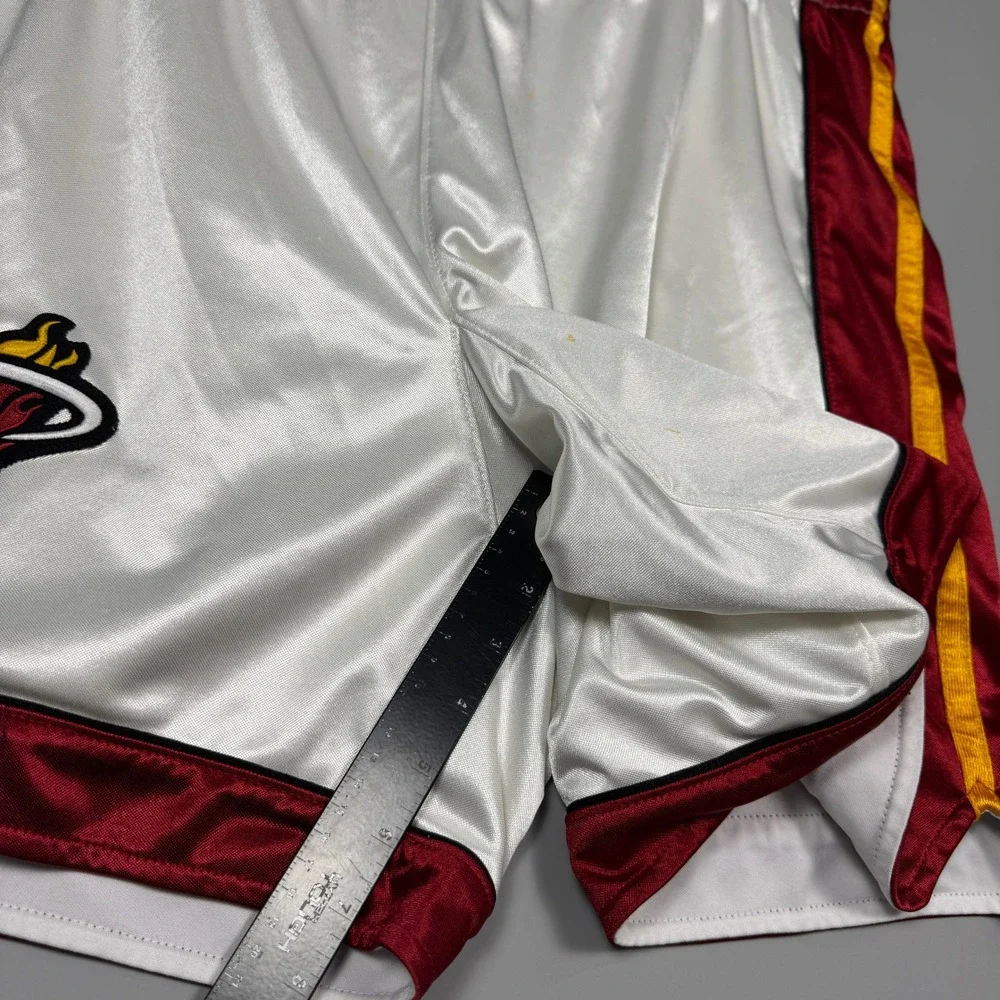 Adidas Miami Heat Basketball Shorts Mens Size 44 White Red Yellow Sportswear
